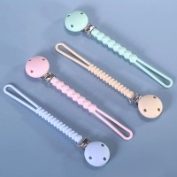 Wholesales Christmas Type Round Beads Silicone Baby Pacifier Clip