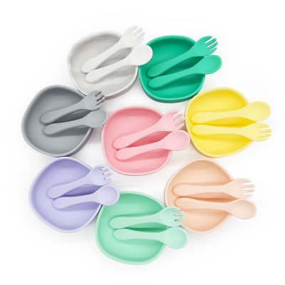 Factory hot wholesale Food grade BPA free suction silicone bowl spoon set