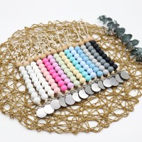 Wholesale silicone wooden baby pacifier clip holder chain, handmade baby pacifier clips